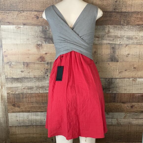Amadi Lola Surplice Sleeveless Dress Two Tone Coral Pink Gray Size Small NWT - Picture 6 of 12